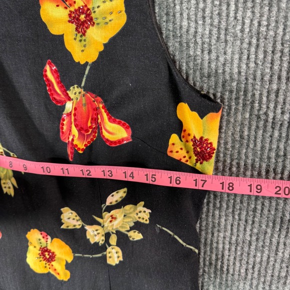 VTG Positive Attitude Black Floral Beaded Sheath‎ Dress 8 Romantic Whimsigoth - Picture 7 of 8